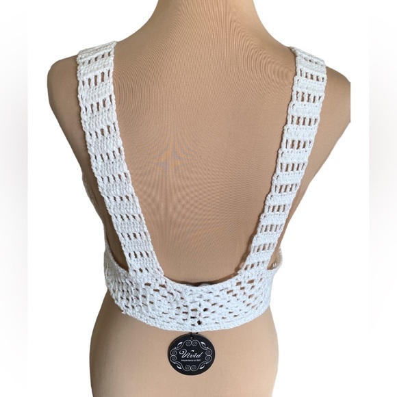 white crochet summer tops size L - Picture 2 of 11